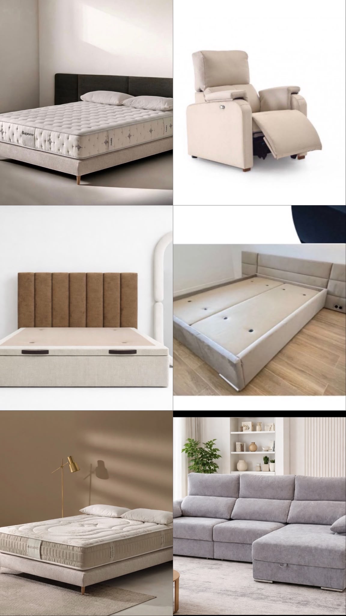 Productos destacados de Descanso La Alameda: colchones, sillón relax, canapé, cabezal y sofá